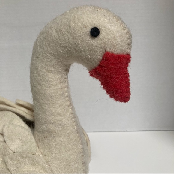 Felt Wool Swan Beige And Orange. Weighted Door Stop Arcadia Home India - Picture 6 of 9